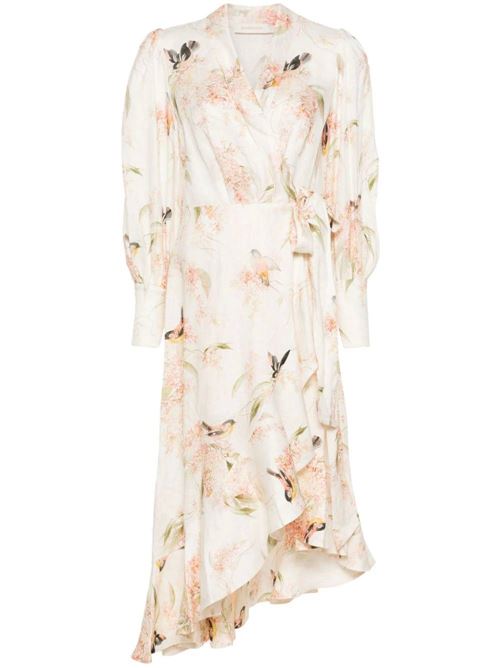 Coral pink linen dress Zimmermann | 6896DRS24CORAL BIRDS